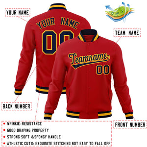 Custom Red Navy-Gold Classic Style Varsity Full-Snap Letterman Jacket