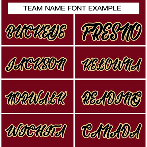 custom crimson varsity full-snap baseball jackets team name font example