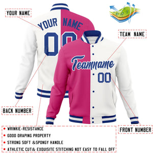 Veste de mode fendue bicolore personnalisée rouge blanc-Royal Varsity Full-Snap Letterman