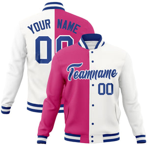 Custom Red White-Royal Varsity Full-Snap Letterman Two Tone Split Fashion Jacket