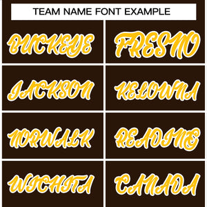 Custom Brown Yellow-White Classic Style Varsity Full-Snap Letterman Jacket