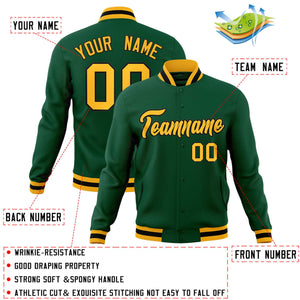 Custom Green Gold-Black Classic Style Varsity Full-Snap Letterman Jacket