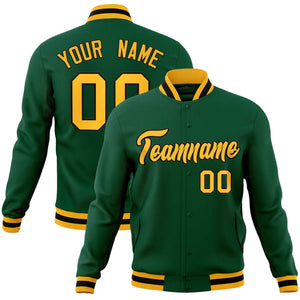 Custom Green Gold-Black Classic Style Varsity Full-Snap Letterman Jacket