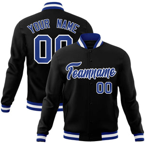 Custom Black Royal-White Classic Style Varsity Full-Snap Letterman Jacket