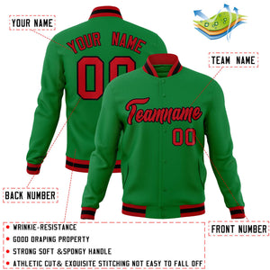 Custom Green Red-Black Classic Style Varsity Full-Snap Letterman Jacket