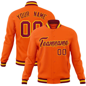 Custom Orange Crimson-Gold Classic Style Varsity Full-Snap Letterman Jacket