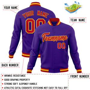 Custom Purple Red-Gold Classic Style Varsity Full-Snap Letterman Jacket