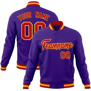 Custom Purple Red-Gold Classic Style Varsity Full-Snap Letterman Jacket