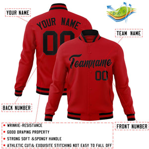 Custom Red Black Classic Style Varsity Full-Snap Letterman Jacket