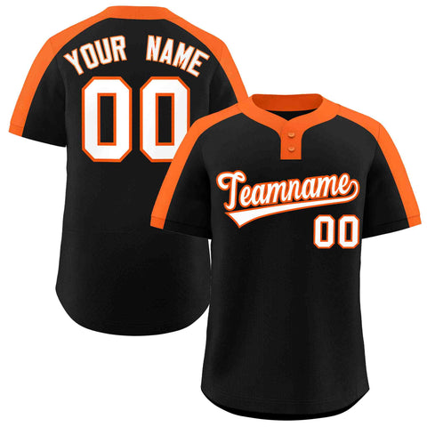 Custom Black White-Orange Classic Style Authentic Two-Button Baseball Jersey