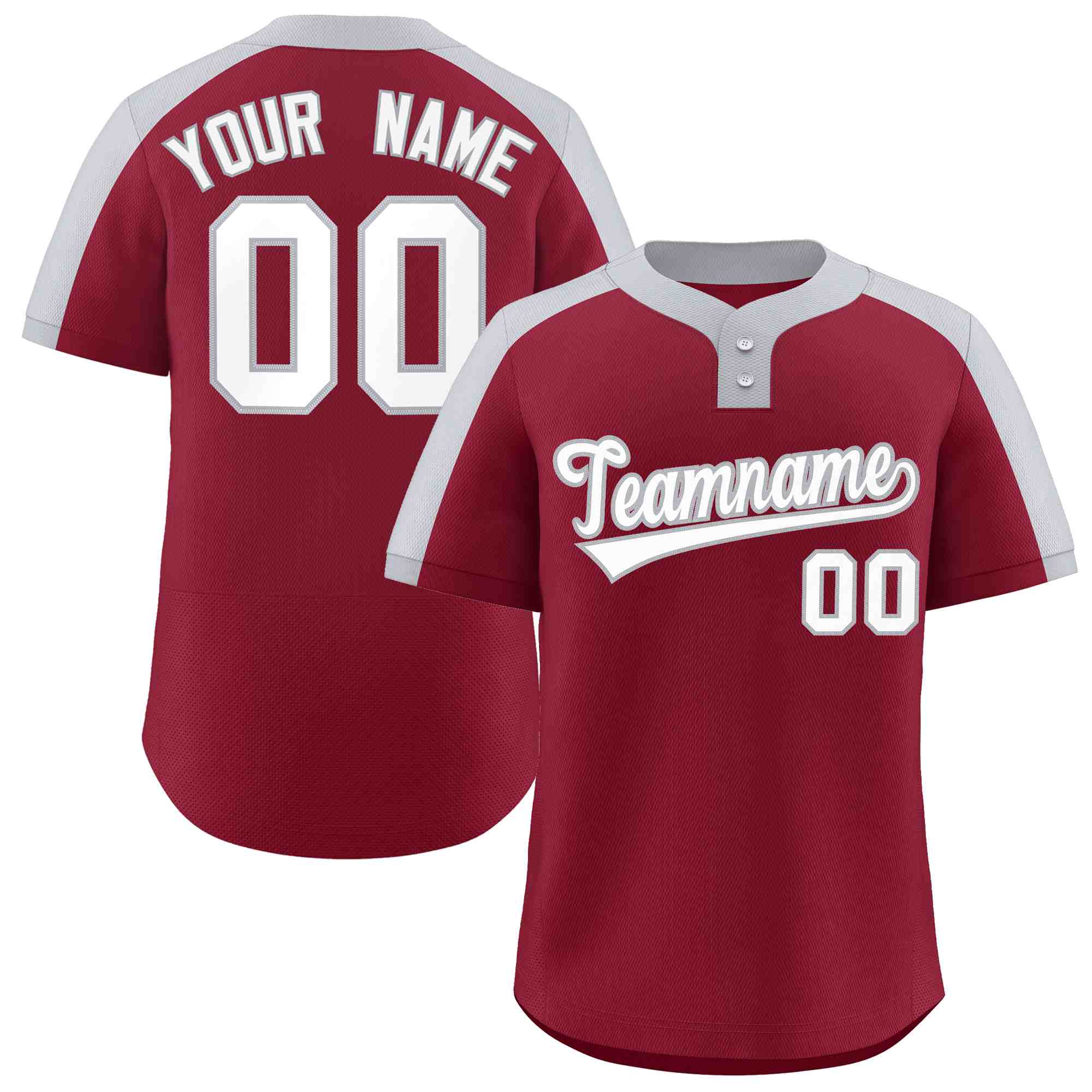 Custom Crimson White-Gray Classic Style Authentic Two-Button Baseball Jersey