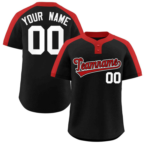 Custom Black Red-Black Classic Style Authentic Two-Button Baseball Jersey