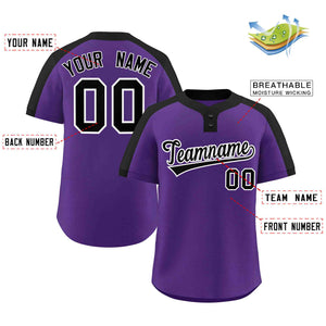 Custom Purple Black-White Classic Style Authentic Two-Button Baseball Jersey