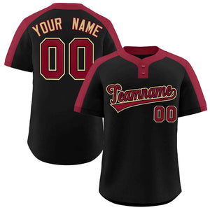 Custom Black Crimson-Black Classic Style Authentic Two-Button Baseball Jersey