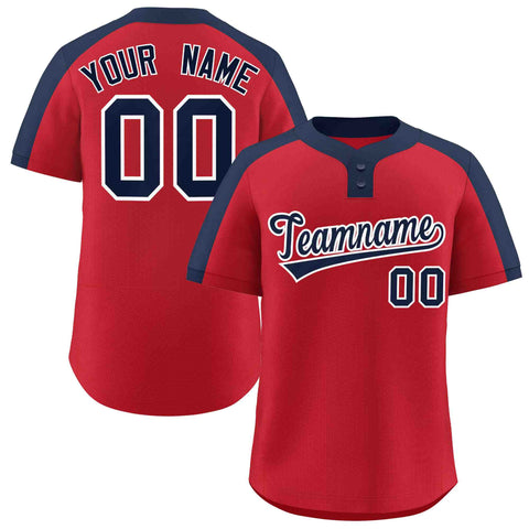 Custom Red Navy-White Classic Style Authentic Two-Button Baseball Jersey