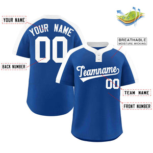 Custom Royal White Classic Style Authentic Two-Button Baseball Jersey