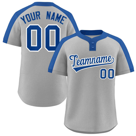 Custom Gray Royal-White Classic Style Authentic Two-Button Baseball Jersey