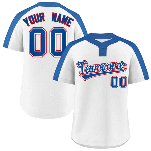 Custom White Royal-White Classic Style Authentic Two-Button Baseball Jersey