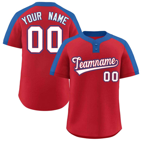 Custom Red White-Red Classic Style Authentic Two-Button Baseball Jersey
