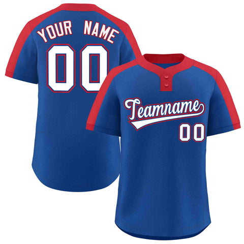 Custom Royal White-Royal Classic Style Authentic Two-Button Baseball Jersey