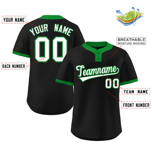 Custom Black White-Kelly Green Classic Style Authentic Two-Button Baseball Jersey