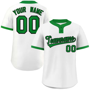 Custom White Kelly Green-Black Classic Style Authentic Two-Button Baseball Jersey