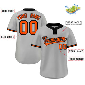 Custom Gray Orange-Black Classic Style Authentic Two-Button Baseball Jersey