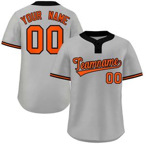 Custom Gray Orange-Black Classic Style Authentic Two-Button Baseball Jersey