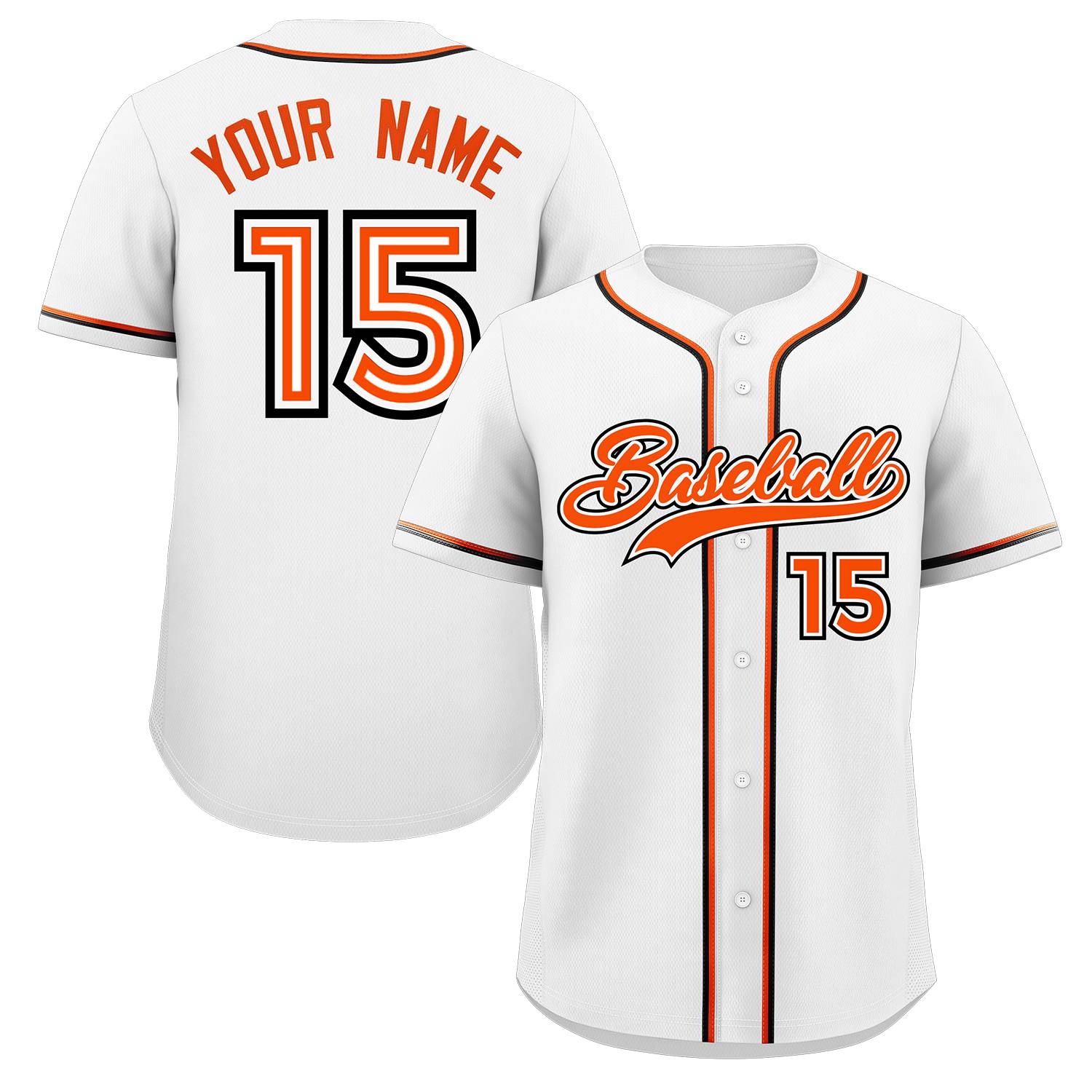 Maillot de baseball authentique de style classique orange blanc personnalisé