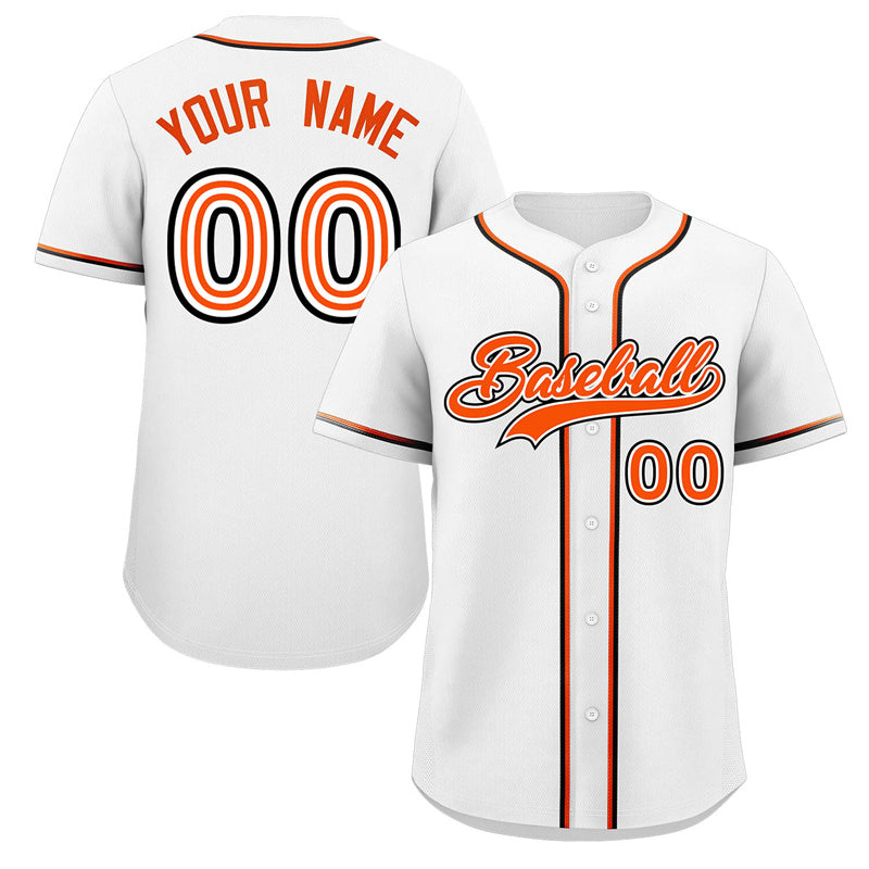 Maillot de baseball authentique de style classique blanc orange-noir personnalisé