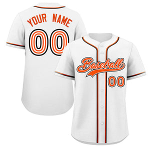 Maillot de baseball authentique de style classique blanc orange-noir personnalisé