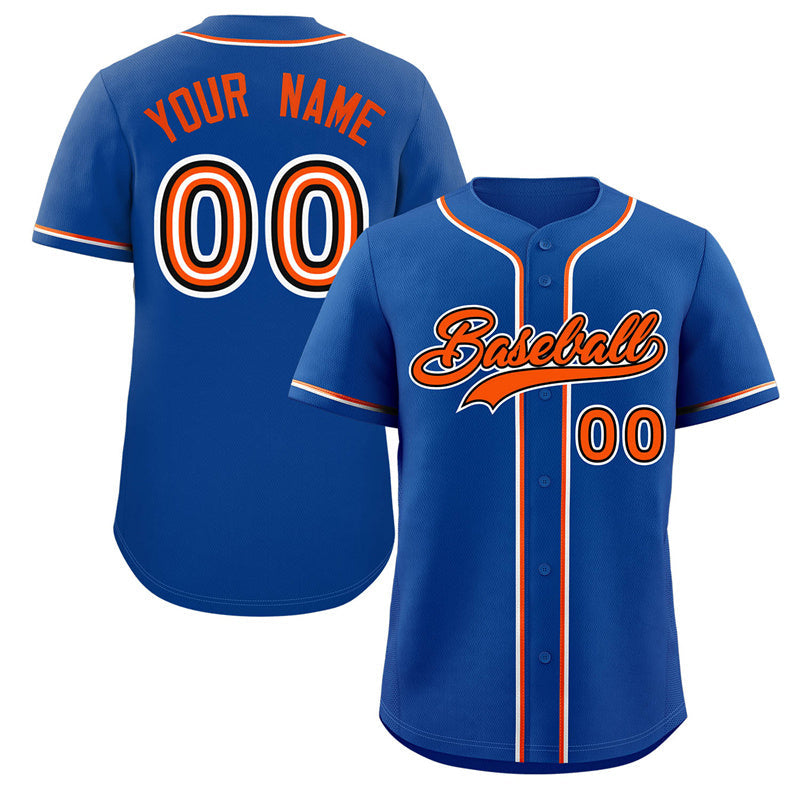 Custom Royal Orange-White Classic Style Authentic Baseball Jersey