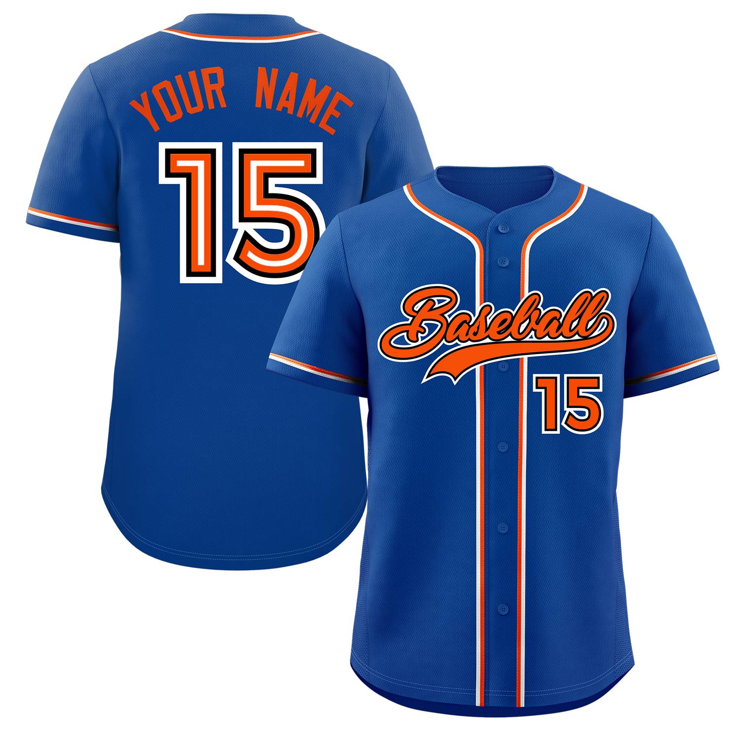 Maillot de baseball authentique de style classique Royal Orange personnalisé