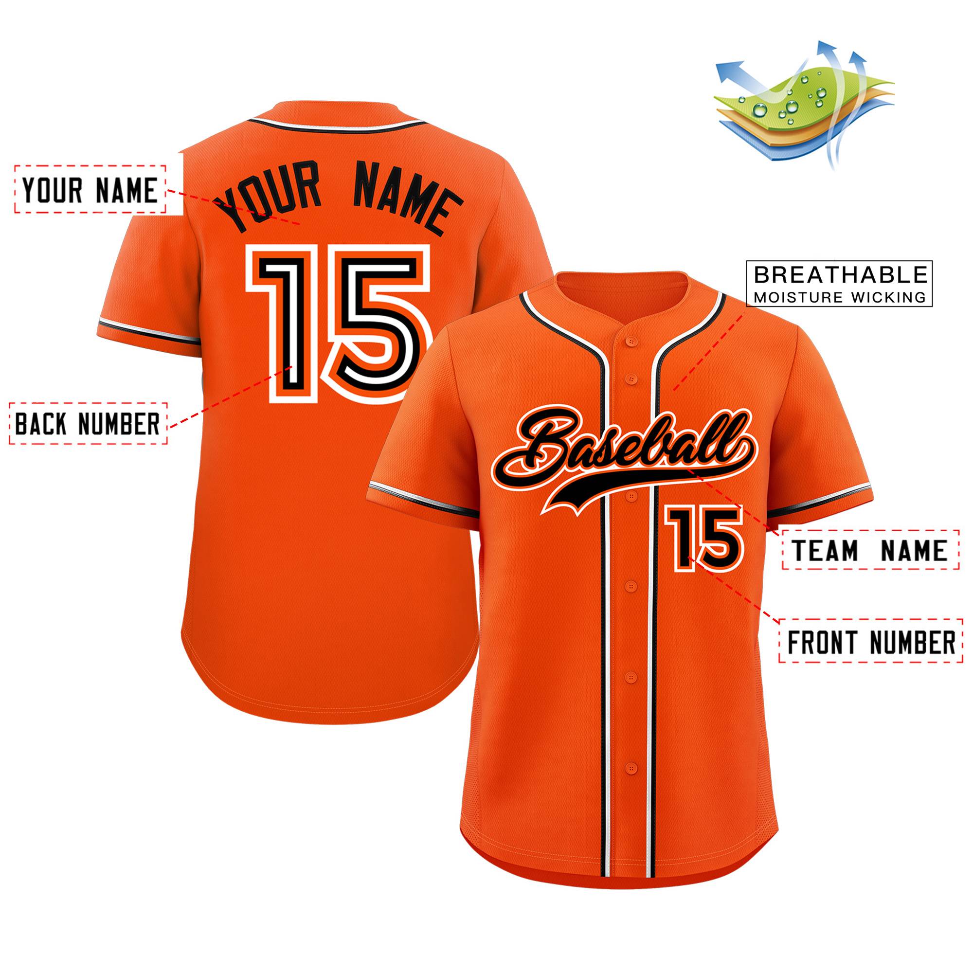 Custom Orange Black Classic Style Authentic Baseball Jersey