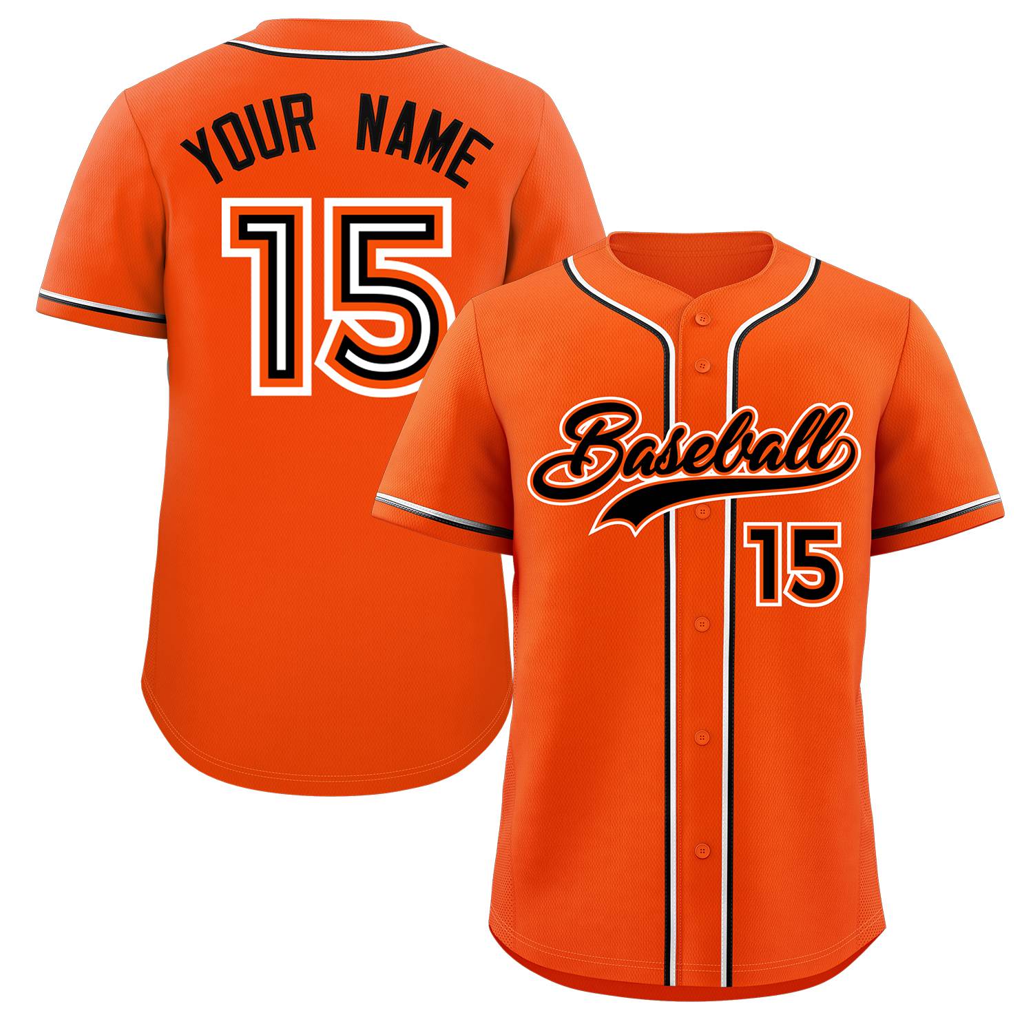 Maillot de baseball authentique de style classique noir orange personnalisé