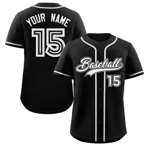 Maillot de baseball authentique de style classique noir blanc-gris personnalisé