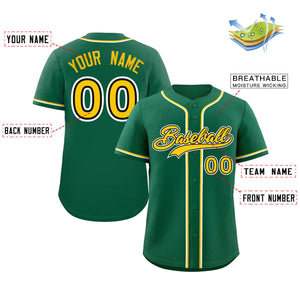 Custom Green Gold-White Classic Style Authentic Baseball Jersey