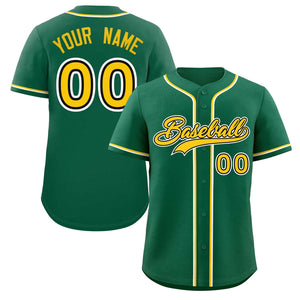 Custom Green Gold-White Classic Style Authentic Baseball Jersey