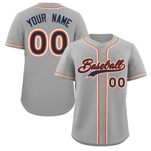 Custom Gray Navy-White Classic Style Authentic Baseball Jersey