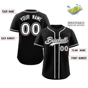 Custom Black White-Gray Classic Style Authentic Baseball Jersey