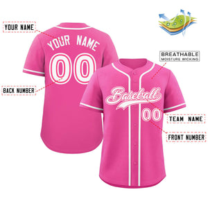 Maillot de baseball authentique de style classique rose blanc-rose personnalisé