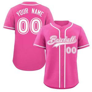 Maillot de baseball authentique de style classique rose blanc-rose personnalisé