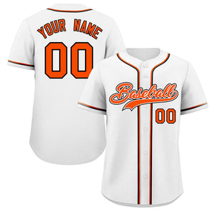 Maillot de baseball authentique de style classique blanc orange-noir personnalisé