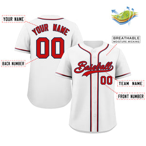 Maillot de baseball authentique de style classique blanc rouge-marine personnalisé