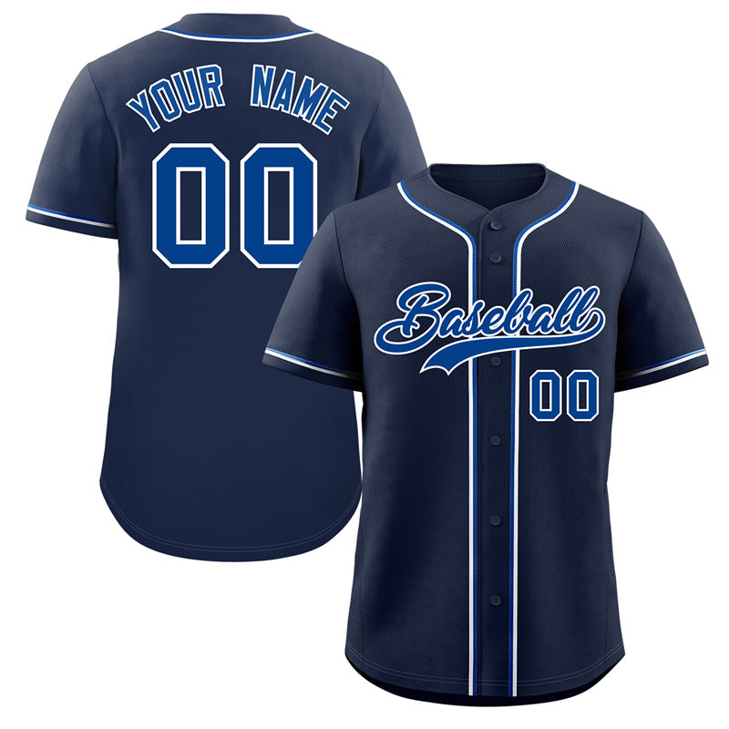 Custom Navy Royal-White Classic Style Authentic Baseball Jersey