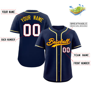 Custom Navy Gold-Crimson Classic Style Authentic Baseball Jersey