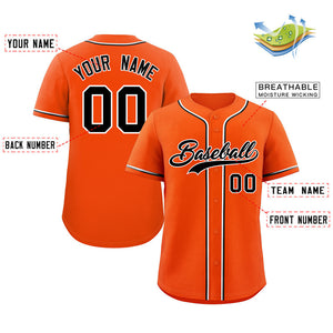 Maillot de baseball authentique de style classique orange noir-blanc personnalisé