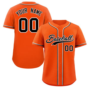 Maillot de baseball authentique de style classique orange noir-blanc personnalisé