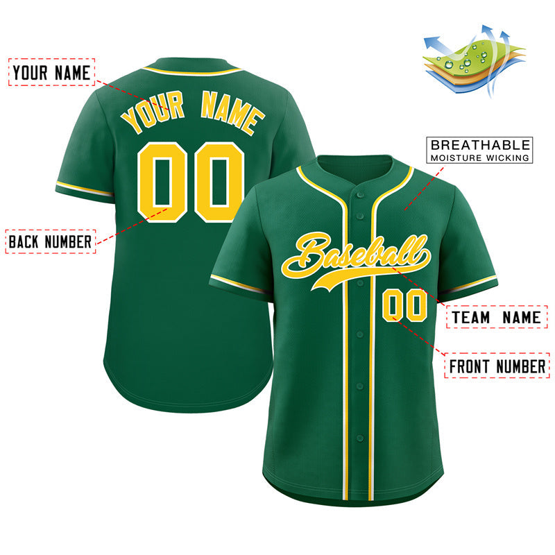 Custom Green Gold-White Classic Style Authentic Baseball Jersey