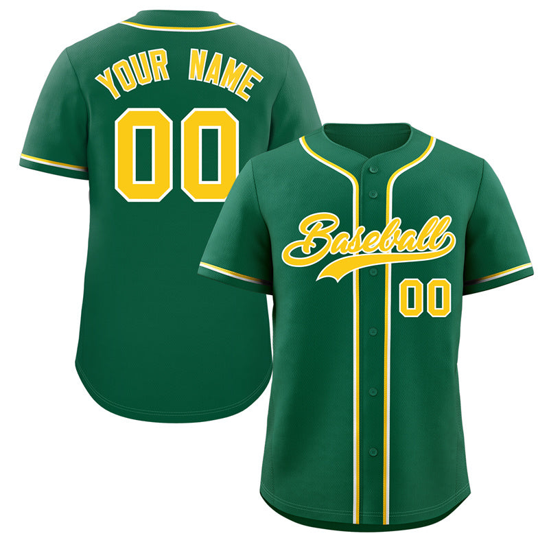 Custom Green Gold-White Classic Style Authentic Baseball Jersey